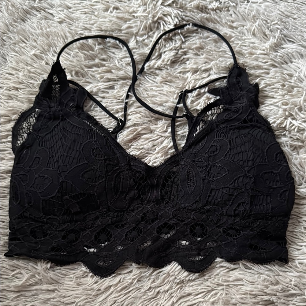 Black Lace Triangle Cup Bralette with Adjustable Straps